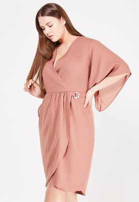 LOST INK PLUS  PRETTY FRILL WRAP DRESS